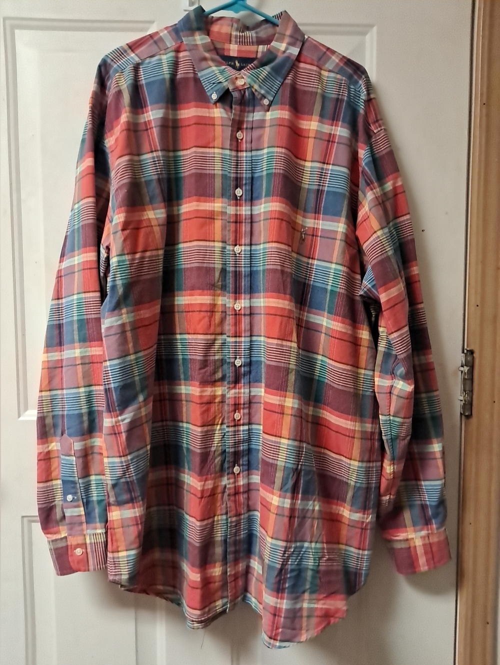 Ralph Lauran Mens 2XLT Summer Plaid Button-down Shirt. Multi